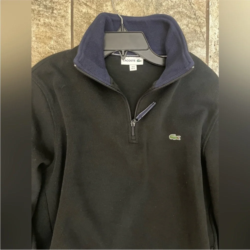Lacoste Black and blue quarter Zip-Up Sweater - XXL